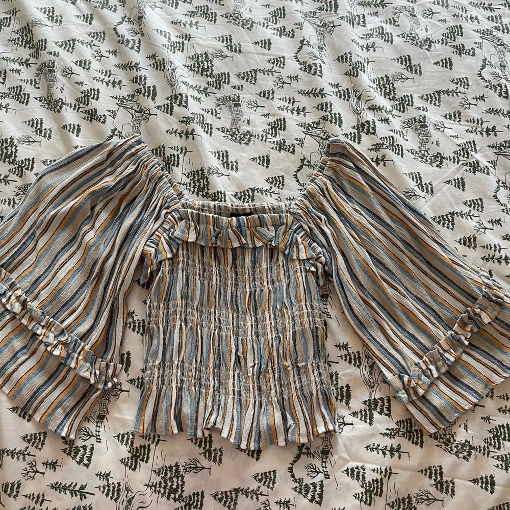 Angie Multicolor Striped Off-Shoulder Blouse